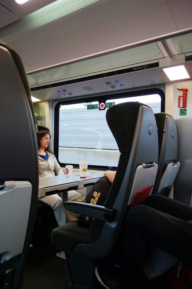 7：55発のレイルジェットへ乗車。チケットは2ヶ月前にオンラインで購入。<br />ウィーン→ハルシュタット間の通常料金より格安の19ユーロ。<br />半額以下かと。安かった分3ユーロ払って座席指定もしちゃった。<br />車内は広々していて快適です。