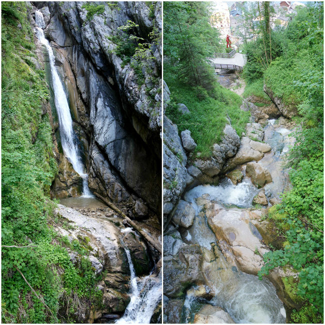 昼間に見た駐車場前の滝の上流の滝に遭遇。<br />ゴーゴー流れ落ちています。