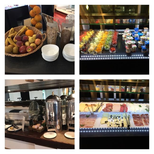 朝食はテラスで。<br />色々と美味しそうなものが並んでます。