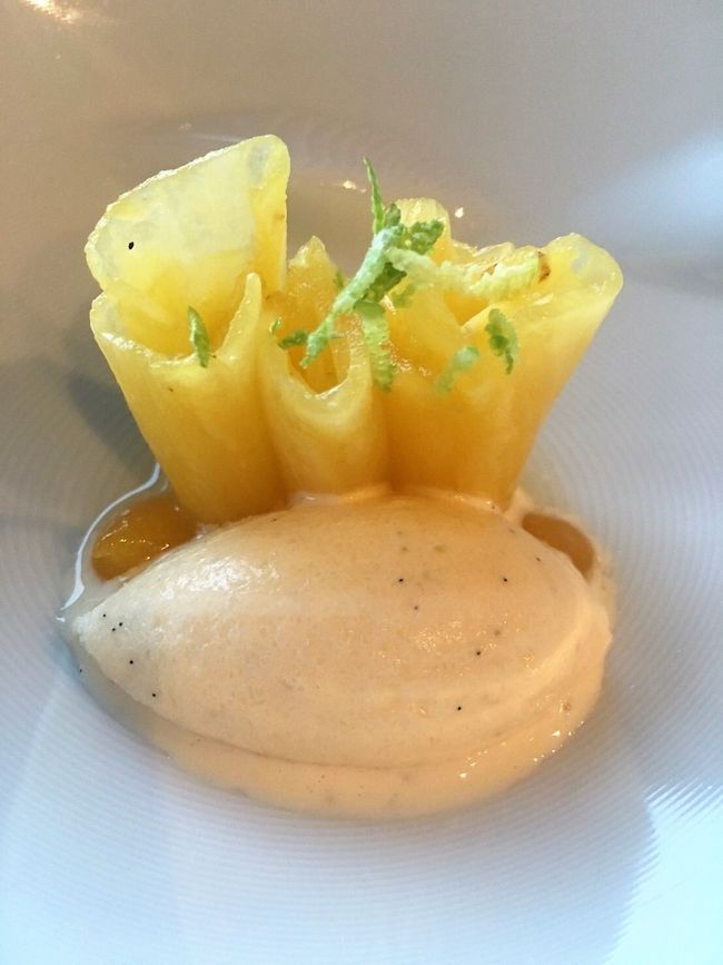 デザートメニューからアイスクリームを。<br />黄色いのはパイナップルです。