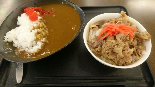 2回目です(笑)<br /><br />今度はカレーと牛丼。<br /><br /><br />カレー牛丼にはしませんでした(笑)<br /><br />牛丼は美味しかった(^^)<br />
