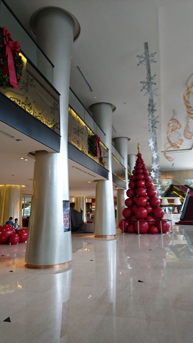 ホテルのエントランスの一部ですが、<br />Xmasの飾り付けがされていました。<br />雪の降らない国にも雪の結晶のディスプレイ。