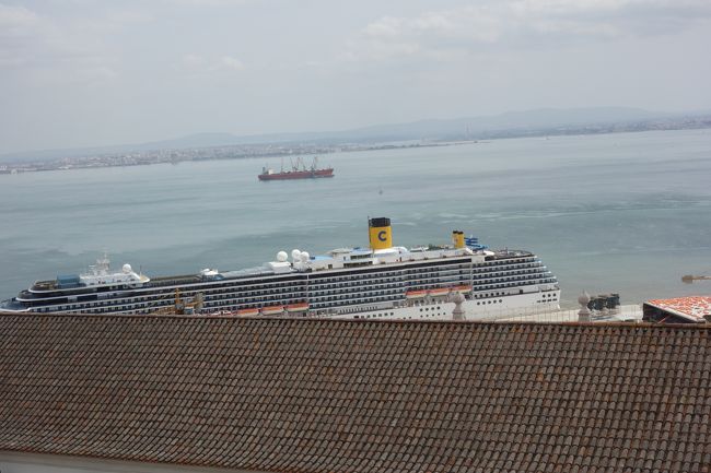 大きな客船が停泊しています。