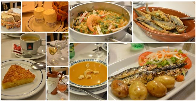 ディナーは9時前からスタート。<br /><br />目的のレストランがあって、そこに向かうつもりだったけど、またしても途中で気になったお店に入りました。<br />SAO ROQUEというレストラン。<br /><br /><br />白のポートワインをワングラス。<br />そしてホワイトサングリアをピッチャーで。<br />主人は飲まないので全部わたくしが・・(笑)<br /><br />帰りの上り坂、さすがにきつかったぁ。<br /><br />リゾットは魚介がたっぷり！<br />だけどこちらもしょっぱくてとても完食は無理。<br />やはりみなさんがおっしゃているように、日本人には味が濃すぎる・・・。<br />魚介だけ拾って食べた(笑)<br /><br />サーディンの炭火焼きは美味しい！<br /><br />コペルトはパンとチーズだけチョイス。