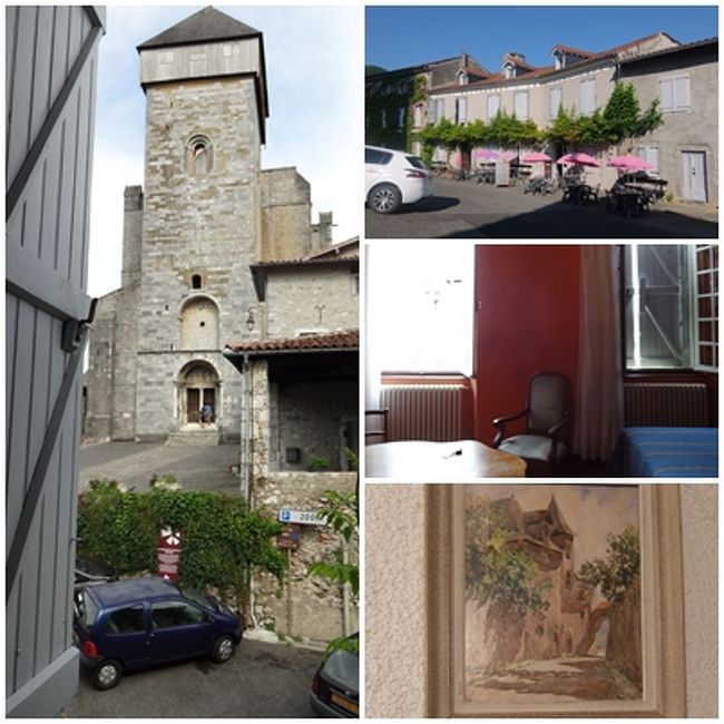 左はホテルの部屋からの鐘塔。（朝の鐘の音を心配するが、早朝ではなかった）<br />順にホテルの外形、部屋、飾りの絵（水彩でサラっと描かれた好みの絵）<br />