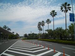 空港ビルからでると南国ムードが漂う。道に沿って植えられてるフェニックスが宮崎のイメージになっている。
　空港から市内には、バスと電車があり便利。今回は、時間の都合で、バスで市内へ。