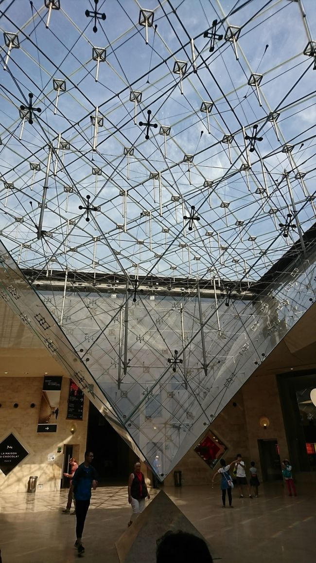 逆ピラミッドのホールにきました。<br />ダ・ヴィンチコードでは、この下にマグダラのマリアが眠ってましたね。<br />あの舞台にこれて感激です。