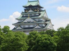 「千貫櫓」から「焔硝蔵」へ向う途中に西の丸庭園を通ります。
有料エリア内の芝生の広がる西の丸庭園から見た大阪城です。
