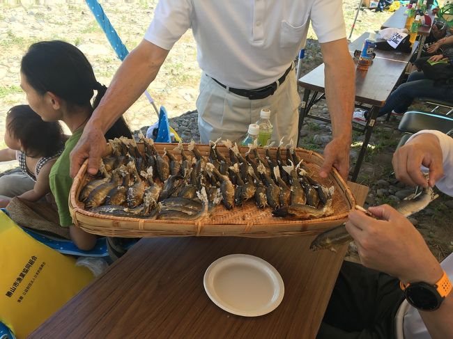 お昼は勝山鮎の塩焼きをいただきました。<br />すんごく美味しくて、頭から尾まで丸ごと食べました(^○^)<br />1人2尾いただきましたが、お代わりOKでもう1匹♪<br />地元だと700円、東京だと1000円らしいです。