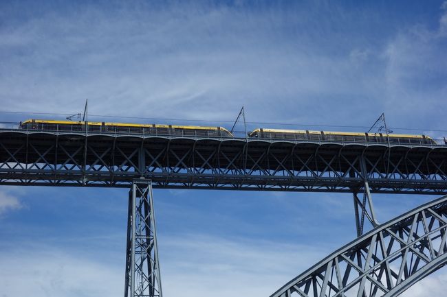 ドン・ルイス1世橋を走っていくメトロ。