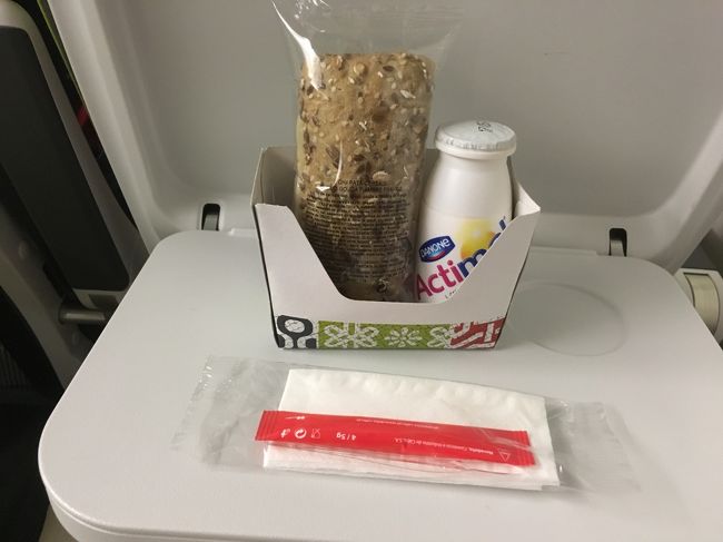 ギニアビサウの首都ビサウからリスボンまでは、ＴＡＰポルトガル航空の直行便で4時間強。深夜出発～翌早朝到着というスケジュール。<br />機内食がこれだけ（サンドイッチ＆ヨーグルトドリンク、あとこれとは別にドリンクサービス1回）なのはまだいいとして、座席にリクライニング機能が付いていないのには参った（Ａ３２０型機）。<br /><br />運賃は、ポルトまで通しで片道２５０ユーロぐらい。（リスボン止まりにするより安かった。）<br />決して安くは無いのに、多くのスタアラＦＦＰにはマイルも付かない・・・。