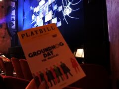 1本目はGroundhog Dayを観てきました。
最近のBWは定価189ドルくらいで
割引利用しても100ドルオーバー、
ちょっといい席と思ったらすぐ300ドルオーバーなので
貧乏人は抽選と当日劇場で安い席探しです(^^;

ということで1日目はジェネラルラッシュのあるGroundhog Day
16時頃に劇場行ったけどまだチケットあってよかったです。

『Groundhog Day』観劇
ジェネラルラッシュ　パーシャルビュー　
オーケストラ　C列上手　39.5ドル＝4,416円