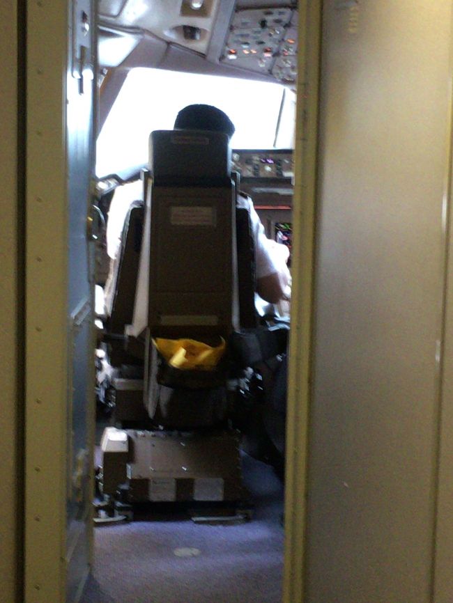 何かグランドスタッフがわさわさと出入りしているので何かと思ったら操縦席扉が開いてました。ラッキーっすね