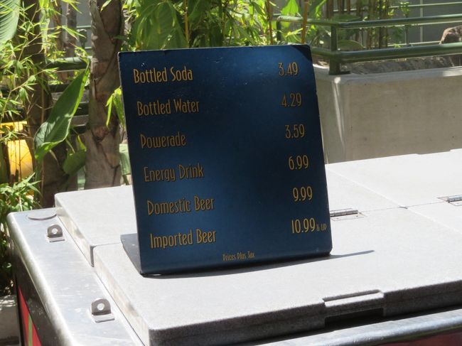 ジェラッシックパークのアトラクションも50分位で入れました。待ってる列の所々に飲み物が売られてましたが、その値段の高いのにびっくり。ペットボトル1本が本当に日本円で500円くらいはしてました。ライドの最終で池に突っ込んだ時は水が大量に吹き出し、びっしょりになってしまいました。お天気がよくて良かったです