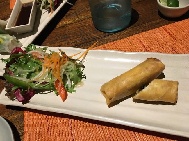 前菜は、揚げ春巻き(バリ風)と