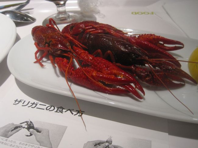 ザリガニ<br /><br />昔、ストックホルムで食べたものより小さかったです<br />（まあ、向こうは大きさの他、税金などで単価は４倍近くするので文句は言いません）<br /><br />久々のザリガニを楽しんで