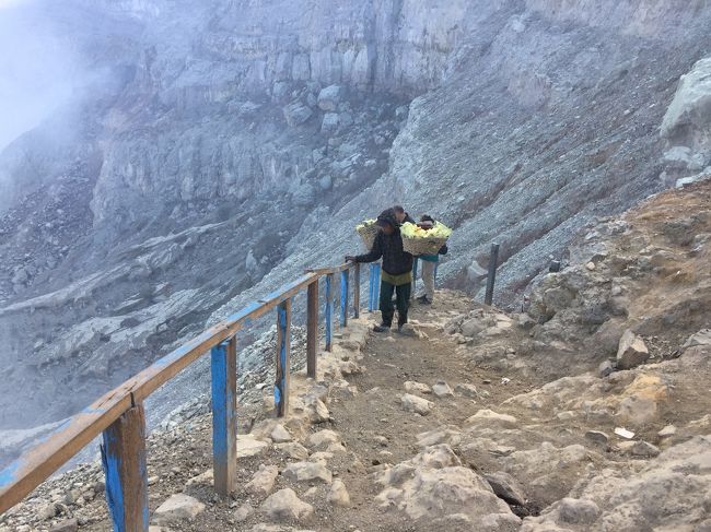 ここを下っていけば噴火口まで行けるが、戻ってくるのが大変だと思い下りなかった。風向きによっては硫黄臭が結構する。