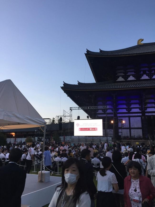 真ん中の席に国、地方自治体の役人の方が着席し、両サイドに抽選で当たった下々約2,000人が囲みます。全く官尊民卑の世界です。<br />皇太子両殿下は写真左のテント内で観覧なされます。