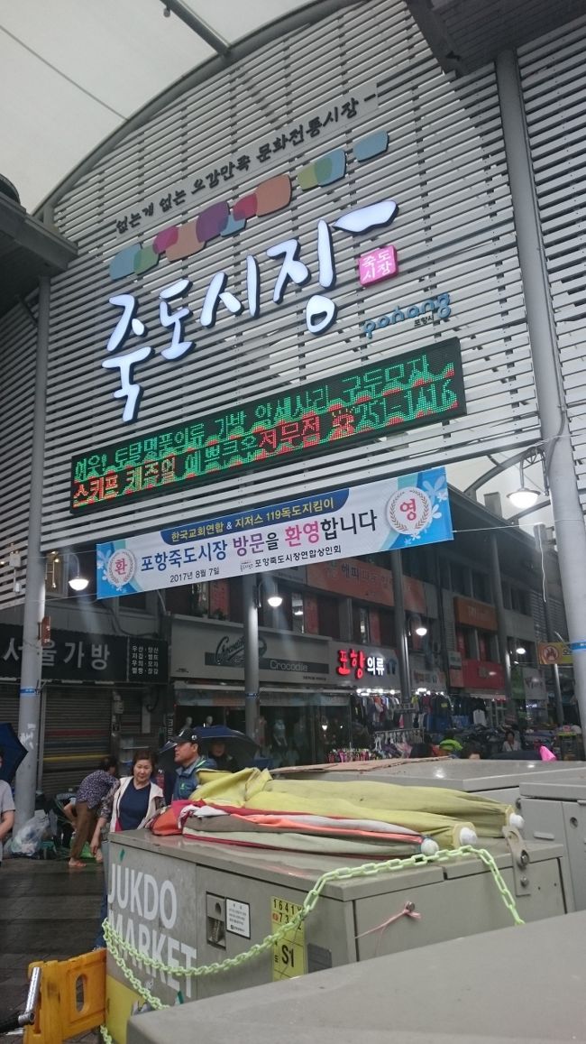 浦項、竹島市場、夏なのでグァメギは無い、マンボウも見かけなかった。目的のウニピビンパも無かった。<br />浦項は冬かな？