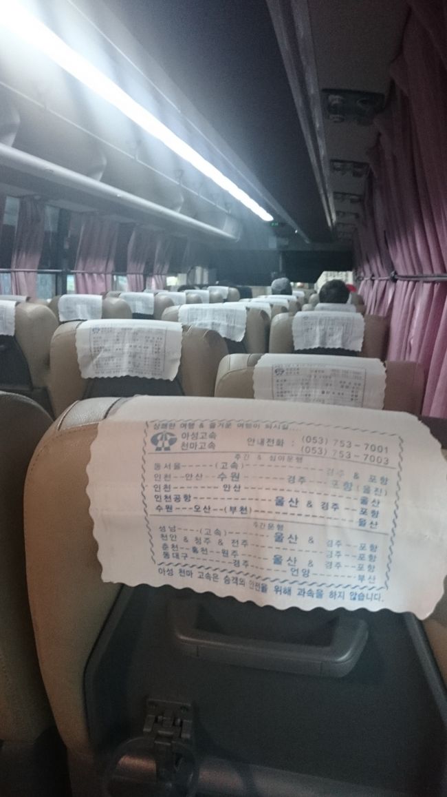 釜山から浦項に向かうバスだったと思います。
