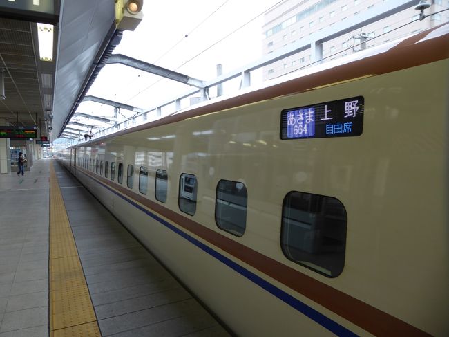 夏休み中は、北陸新幹線増発中。<br />珍しい上野行きに乗車。