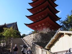 さて、厳島神社が終了した後、五重塔と千畳閣の説明もしてくれました。

この五重塔は、６００年以上前に建築されたものだそうですが、誰がなぜ建てたかなどは分かっていないため、国宝ではなく重要文化財のままだそうです。