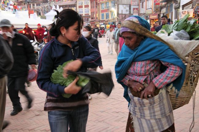 夕飯のダルバートの材料を買ってる・・・のかな。