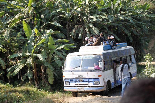 途中で見掛けるバスは、みんなこんな状態。
