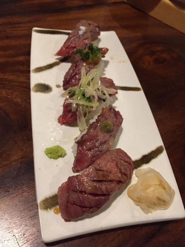 石垣牛寿司　歯ごたえがあって噛んでいるうちに甘くなる。