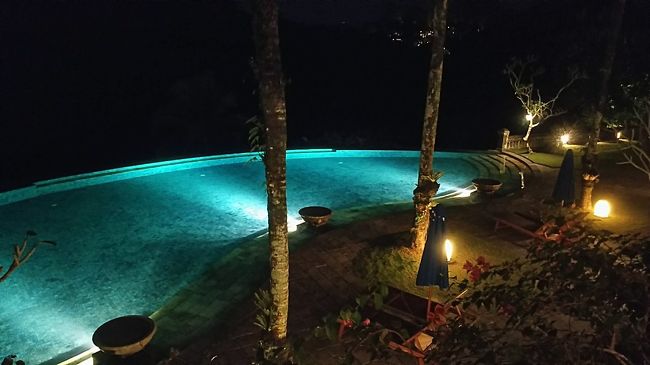 下にはプールが<br />各ヴィラにプールがあるのでここで泳いでる人は見かけなかったなー<br />鑑賞用ですね♪プールサイドの朝食も気持ち良かったですよ。