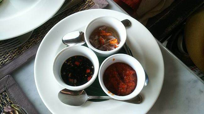 調味料を試しながら楽しみました。<br /><br />高級ホテルにしてはお安いし、この景色を眺められるんならわざわざ来る価値アリです。プリウランダリでは全くいなかった日本人客もチラホラ。宿泊してそうな方の他、オプショナルツアーでウブドに観光に来てここでランチ、のようなガイドさんと一緒の方もいましたよ～<br /><br />あとね、大陸の人が多かった。