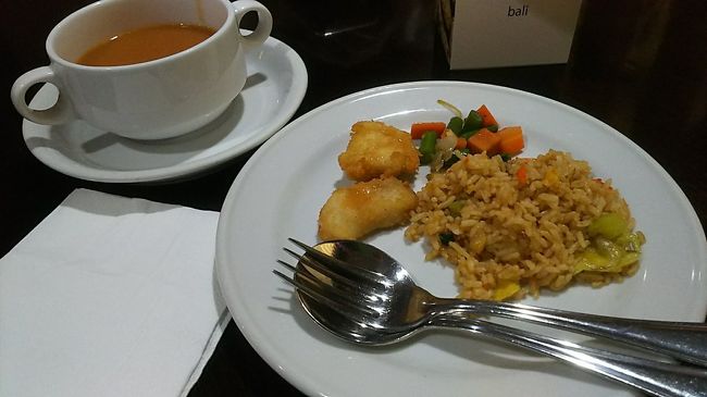 いや、やっぱりごはんっぽいモノも食べておこう。飛行機乗ったらすぐ寝たいし。