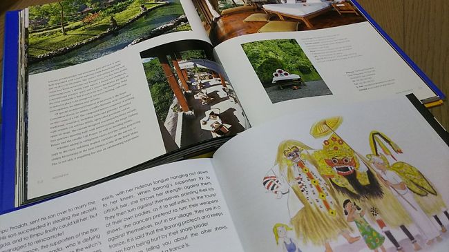 関昭彦さんのリゾート本英語版と、バリの生活の様子を描いた絵本<br />たまに眺めていろいろ思い出してます