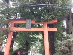 早稲田通りをずっと上ってきて「赤城神社」へ
大きな赤い鳥居をくぐって、手水舎で清めて階段を上がります。