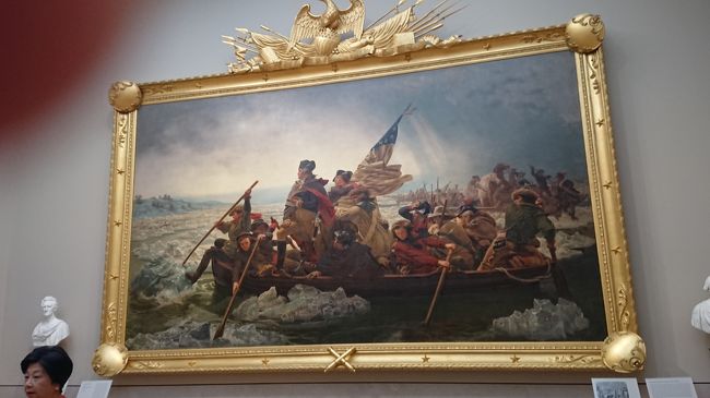 11:45　Washington Crossing the Delaware　<br />デラウェア川を渡るワシントン　クリスマスの朝に敵が酔いつぶれて寝ているのを狙って襲撃するワシントン。アメリカ人が好きそう。とても誇らしい作品らしく大々的に飾ってある　ギャラリー760　