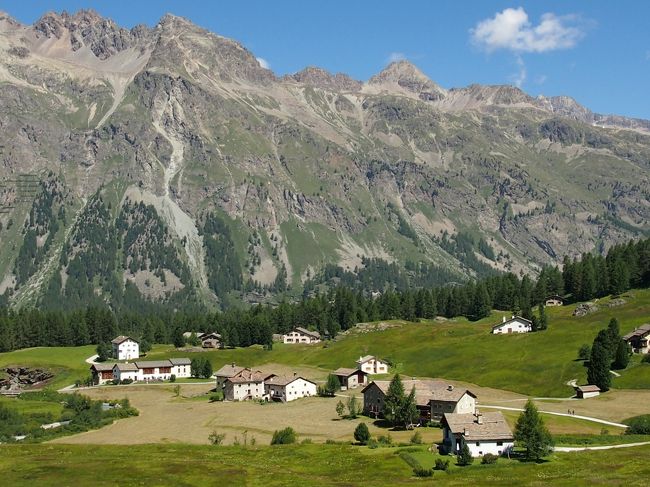 シルスマリアからフェックス谷のハイキング。往路は観光馬車に乗りゆったりと景色を楽しみました。２人で9000円（約50分）と、ちょっと高かったですが、、、