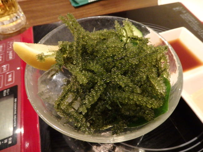 【かふぅ】というアグー豚の店に行きます。<br />海ぶどう、ジーマーミ豆腐、オリオンビール、泡盛。<br />最高です。