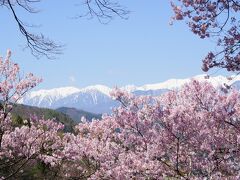 伊那のカントリーサインは桜と雪山？だったきがします。この眺めがモチーフでしょう。