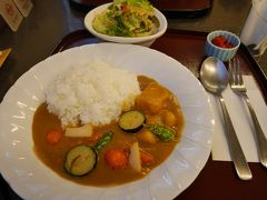 精進カレーです。ルーは普通に家庭で出されるような懐かしい味、野菜は揚げてあるのでとても柔らかいです。