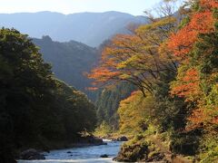 多摩川沿いの遊歩道を歩き澤乃井酒造へ向かいます。
御岳渓谷沿いの木々は色付き始めています。