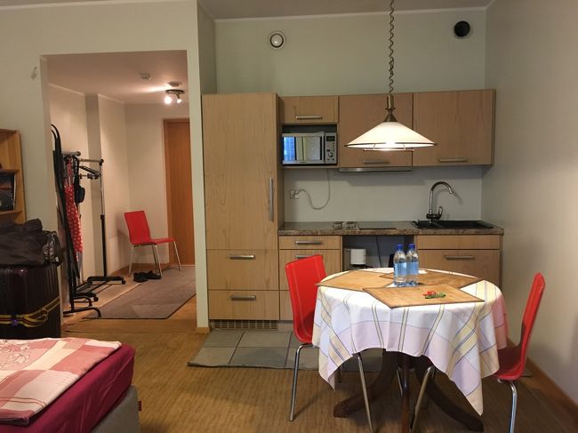 受付は幼稚園くらいのお子さんを連れた若いお母さん。<br />私たちが迷っている間、2人で待っていてくれたみたいです。<br />（事前に到着時間を知らせておいて、それに合わせて受付の人が来てくれるシステム）<br />簡単に部屋の使い方など教わって、観光マップなどももらって、サインをして受付完了。部屋の使い方はかわいい坊やが説明してくれました♪<br /><br />※キッチンにはカトラリー、お皿、包丁、洗剤、スポンジ、電子レンジ、冷蔵庫などあり便利。鍋もあったかな。。<br />※WIFIもめちゃめちゃ使えます。