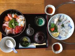 昼食は魚屋さんの二階のレストランで海鮮三昧してから帰ります。
一泊旅行、肉、蟹、魚、温泉 満喫です！