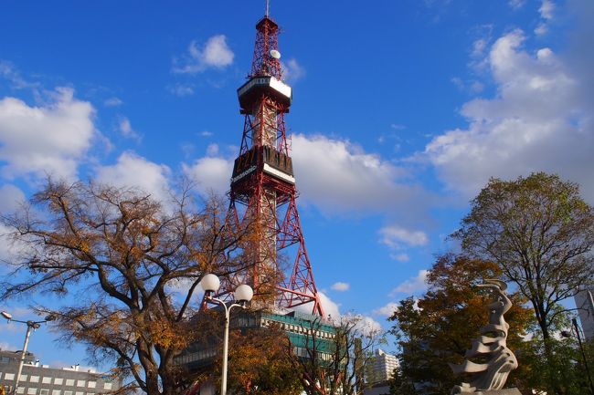 少しホテルで休んでから、大通公園にやってきました。<br /><br />札幌定番中の定番ですが、私はこの公園が好き！<br /><br />さっぽろテレビ塔も大きく見えます。<br /><br />