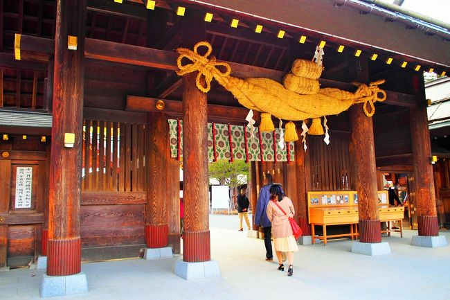 神門がありますが、立派ですね～<br /><br />大きな注連縄の上に何か乗っている・・・と思ったら