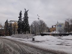 雪が止んだのは良いけれど、雪が溶けかけて道がぐしゃぐしゃ。