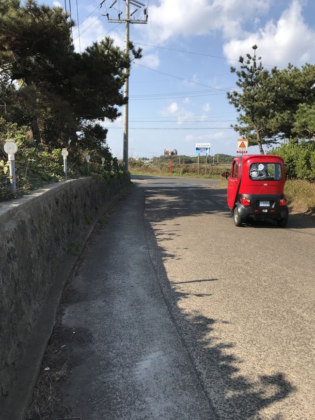 二人乗り電動車。<br />これで観光している人が多かったです。