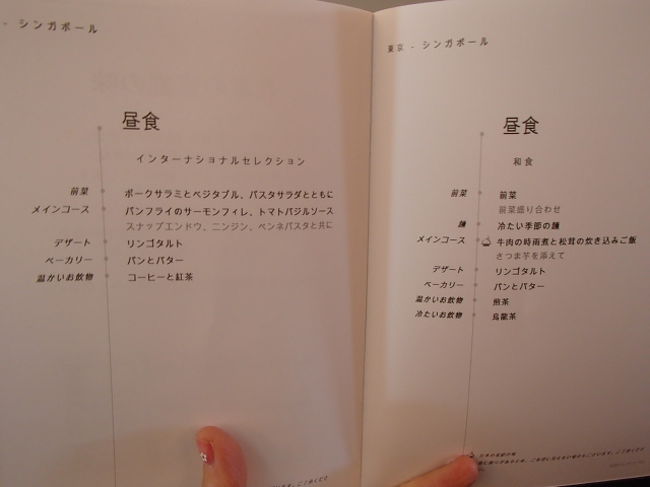 なんとか離陸。<br /><br />お食事メニューをみながら何を食べようか考える。