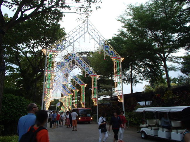 夕暮れ時。あれ、ルミナリエみたいな光が。。。