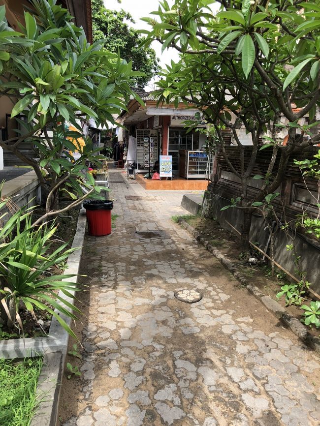 途中でサヌールビーチマーケット内のランドリー屋さんへ寄って、最後の洗濯物を出しました。<br />「18:00に取りに来て～。」と言われる。<br />通りから少し入った、写真奥のお店です。<br />ランドリー代理店で、かつ両替屋でかつお土産屋、というなんでも屋。