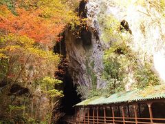 見えてきました。

大きな岩の裂け目、あれが秋芳洞の入り口か！

